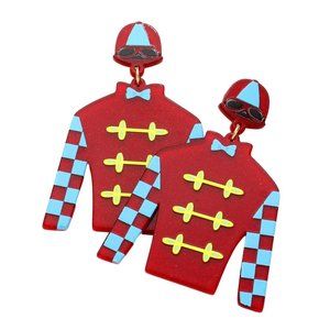 Kentucky Derby Acrylic Riding Suit Earrings, Horse Lover Jewelry